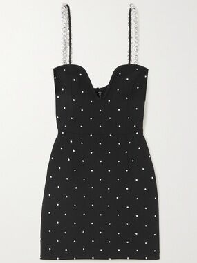 Rebecca Vallance After Hours Black Dress with Crystal Straps and Stud Accents